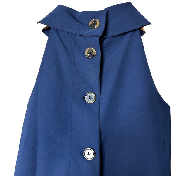 Sail to Sable‎ STS Dress Sz XS Vintage 50s 60s Inspired Trapeze Navy Blue Button - Picture 9 of 10